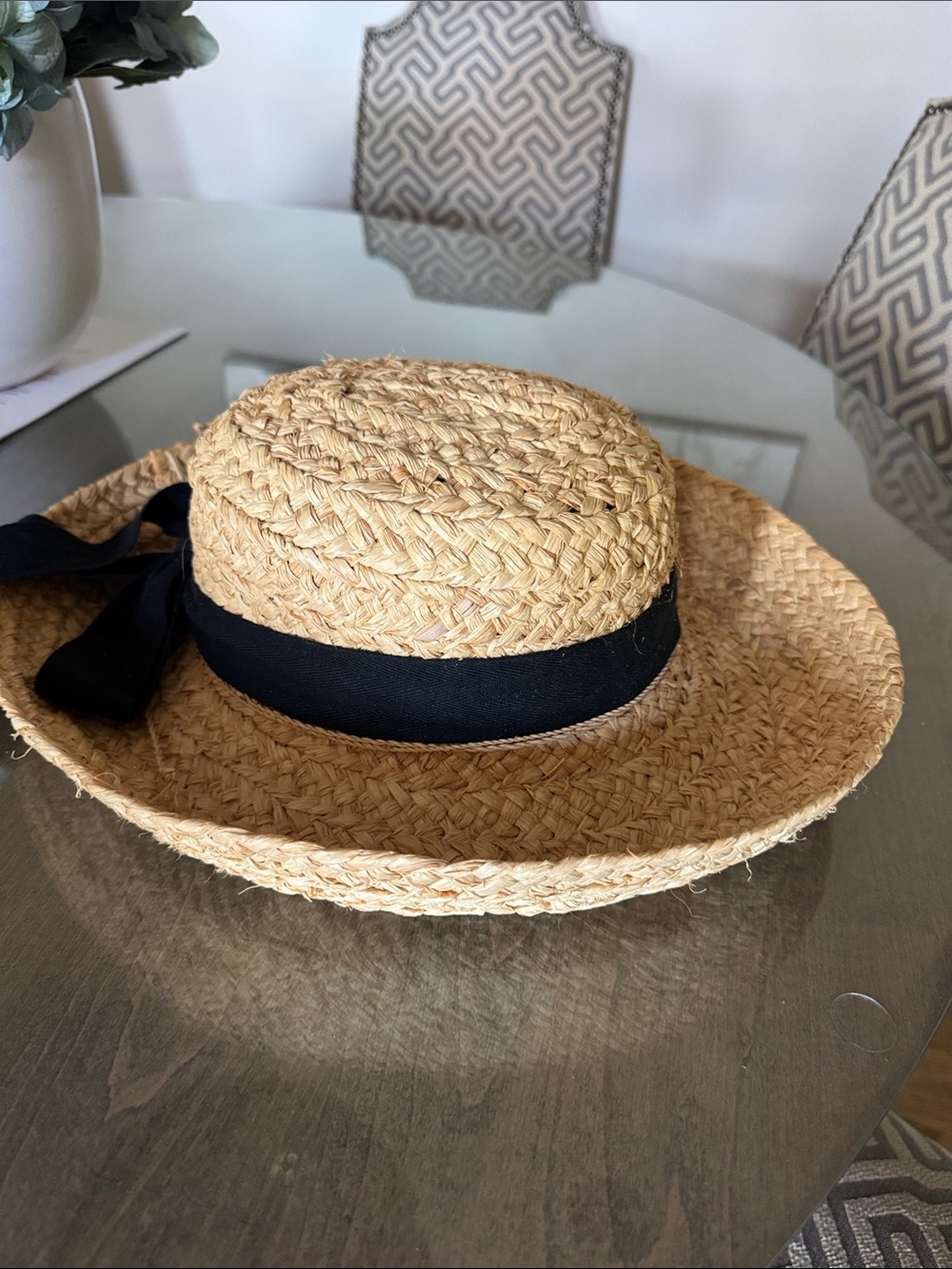 Scala Straw Sun Hat with Black Ribbon